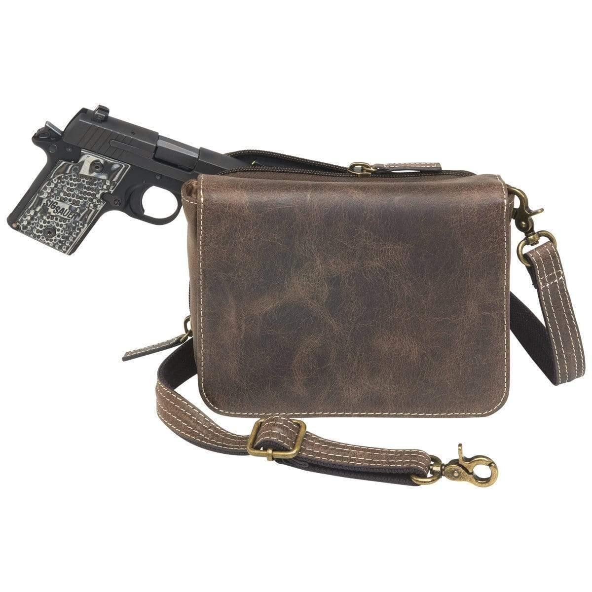 Concealed Carry Distressed Buffalo Leather Cross Body Organizer Purse by GTM Original