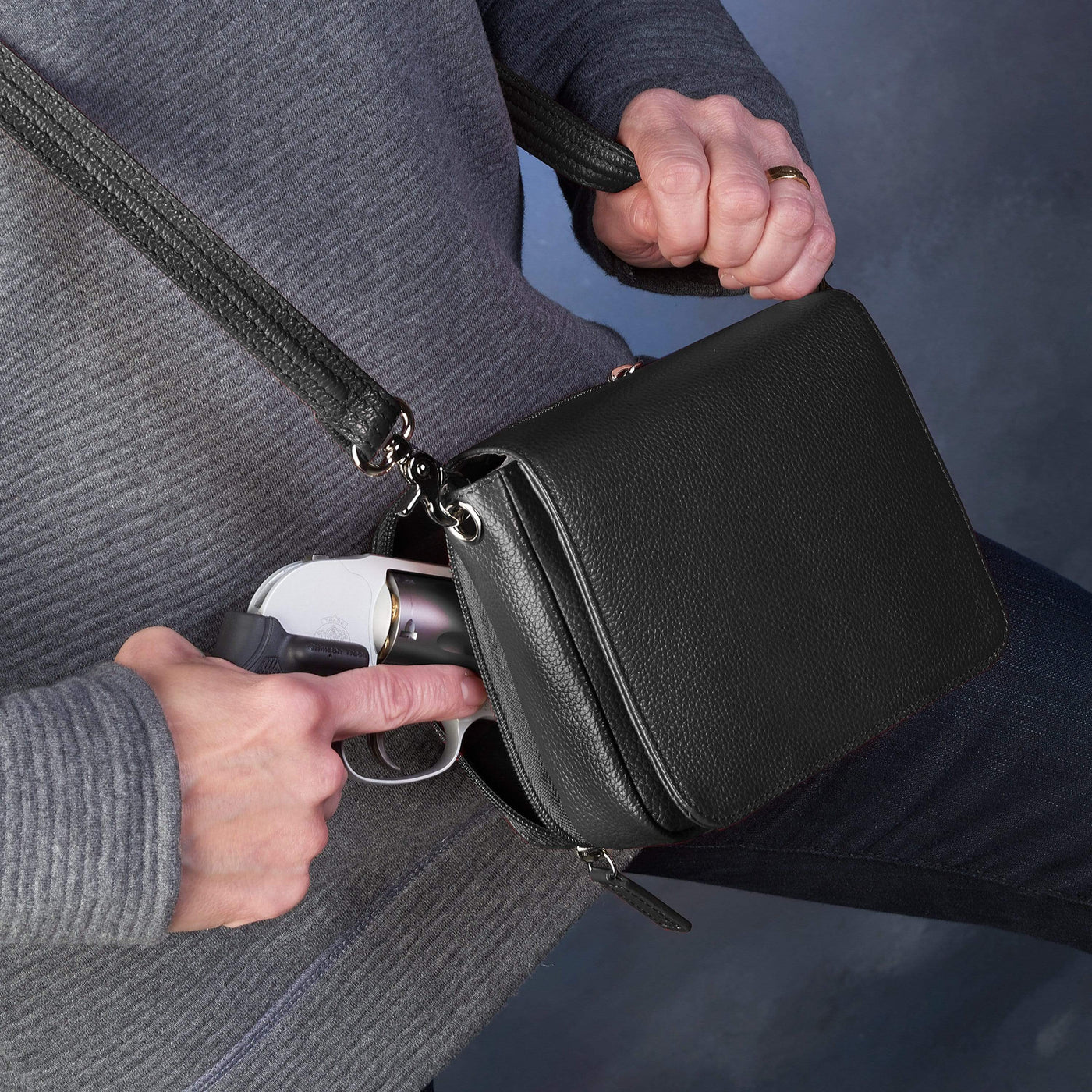 Chrome Zip Concealed Carry Handbag