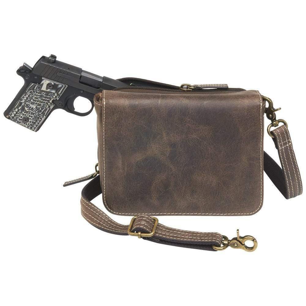 Gun Tote'n Mamas Concealed Carry Purse Distressed Brown Concealed Carry Distressed Buffalo Organizer Crossbody Bag by GTM Original