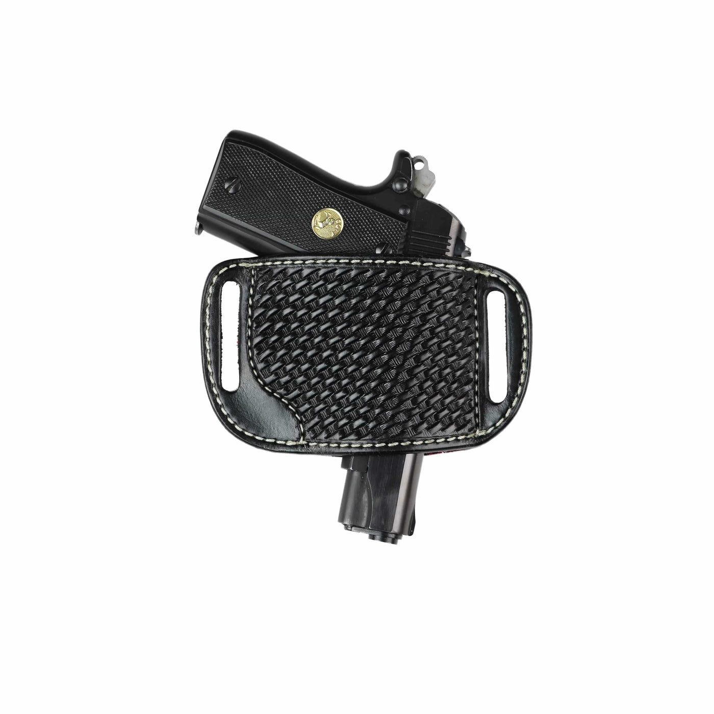 High Caliber Gun compact leather belt holster case