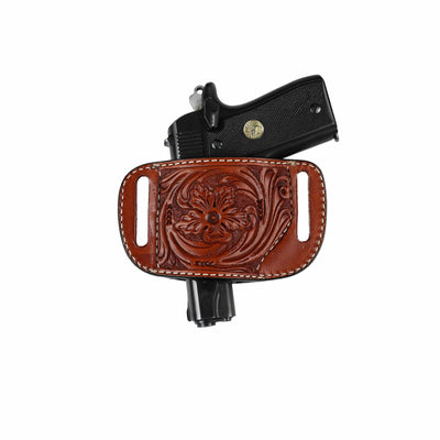 High Caliber Gun compact leather belt holster case