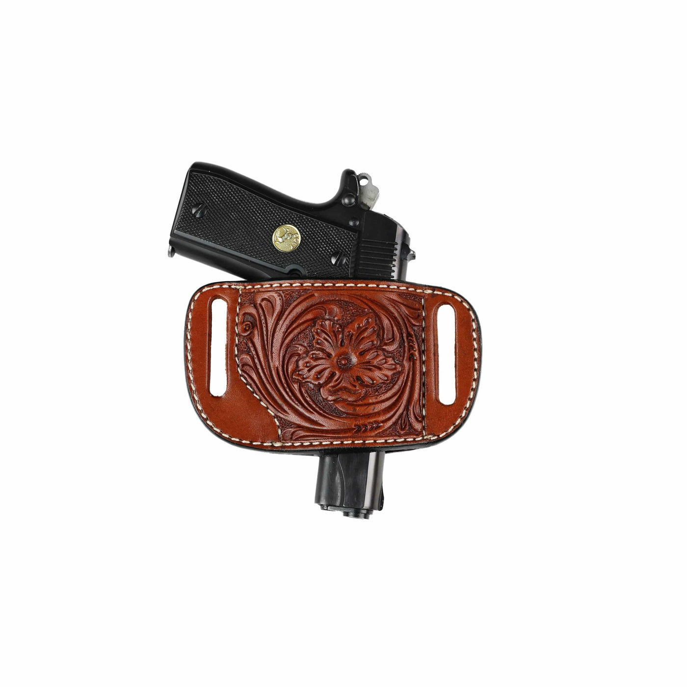 High Caliber Gun compact leather belt holster case