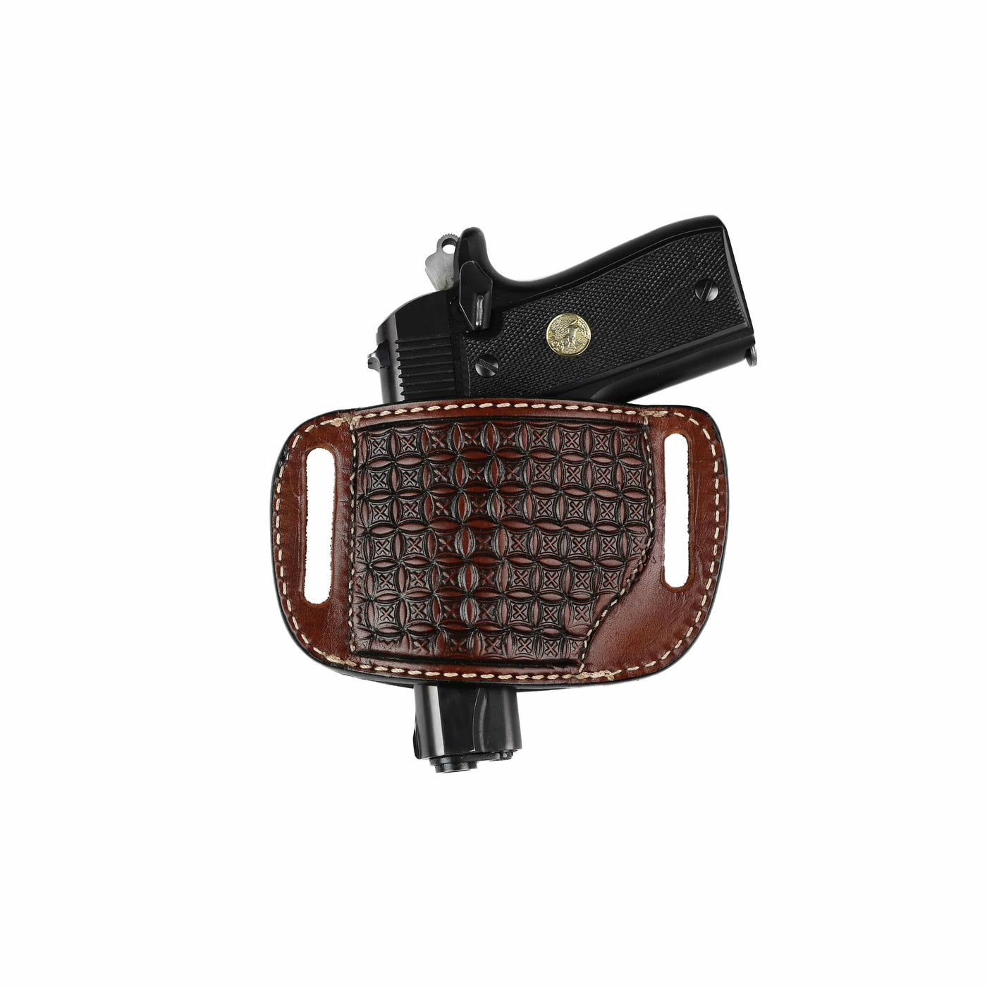 High Caliber Gun compact leather belt holster case