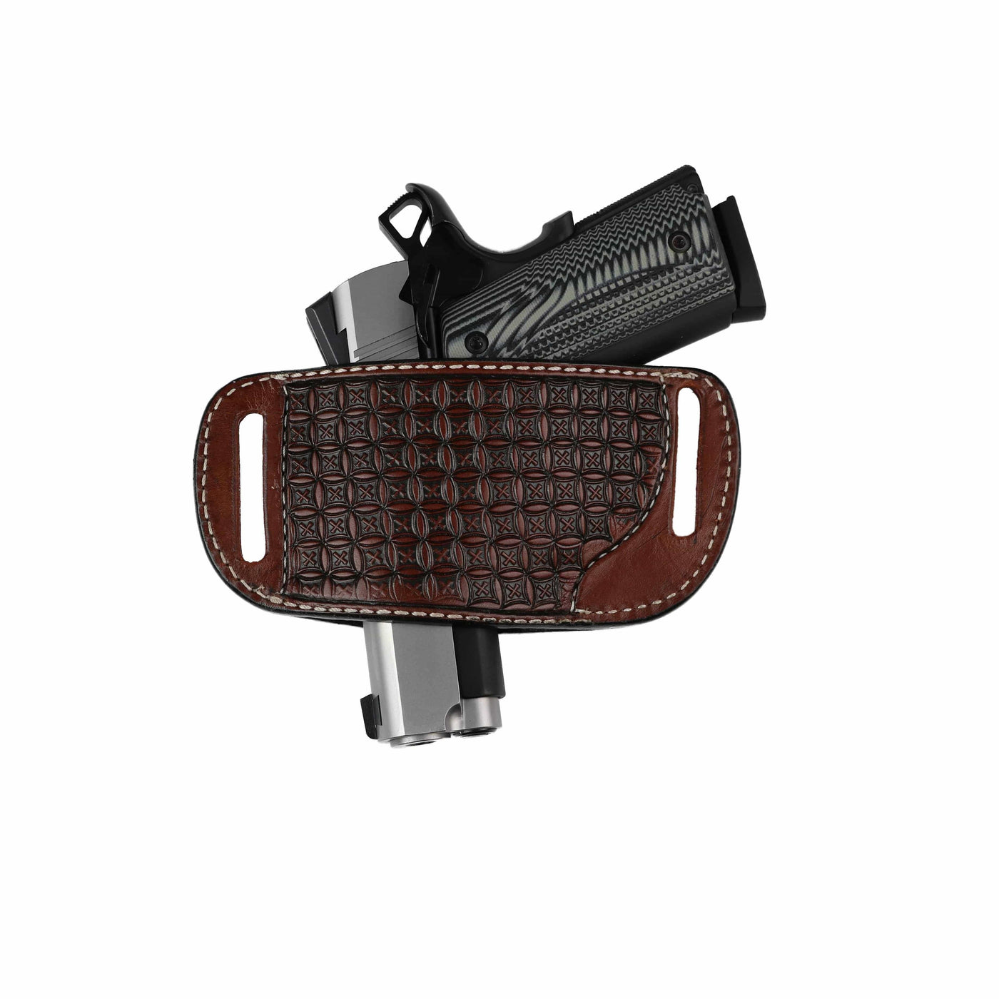 High Caliber Gun compact leather belt holster case (Brown)