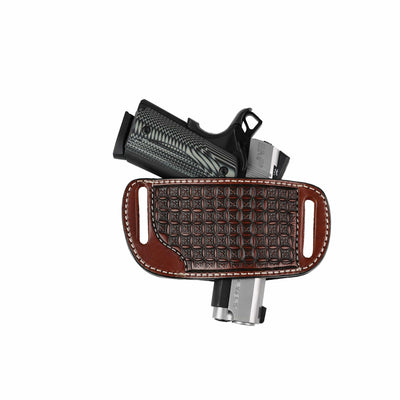 High Caliber Gun compact leather belt holster case (Brown)