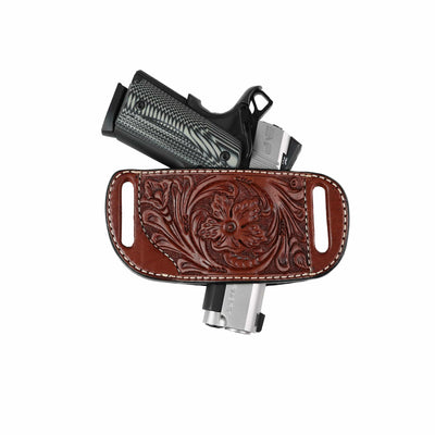 High Caliber Gun compact leather belt holster case (Brown)