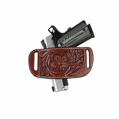 High Caliber Gun compact leather belt holster case (Brown)