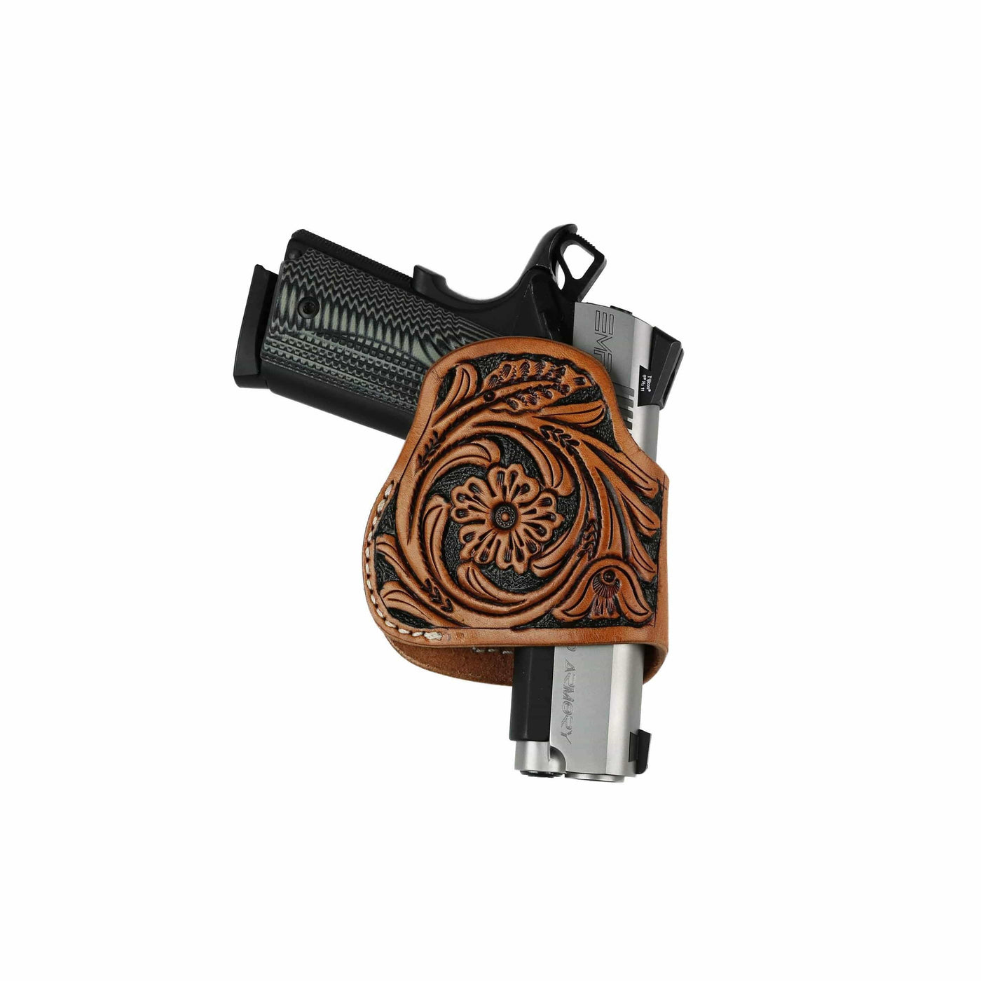 Unisex Compact Leather Clip-on Gun Holster by High Caliber Gun Accessories