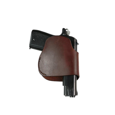 Unisex Compact Leather Clip-on Gun Holster by High Caliber Gun Accessories