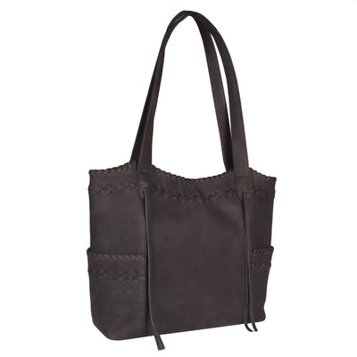 Lady Conceal Concealed Carry Purse Cognac Concealed Carry Kendall Leather Stitched Tote by Lady Conceal Black