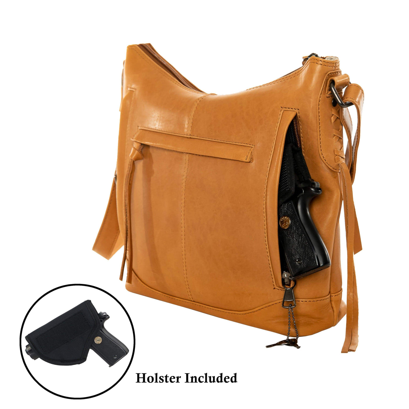 Lady Conceal Concealed Carry Purse Dark Mahogany Concealed Carry Blake Scooped Leather Crossbody Bag by Lady Conceal