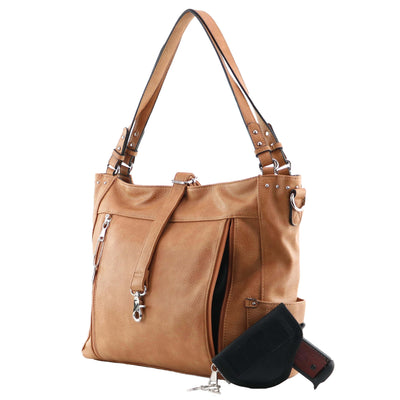 Lady Conceal Concealed Carry Purse Mahogany Concealed Carry Brooklyn Tote Bag - Brown by Lady Conceal