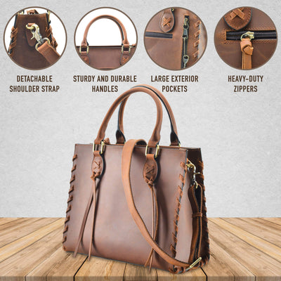 Lady Conceal Concealed Carry Purse Mahogany Concealed Carry Emma Leather Satchel Bag by Lady Conceal