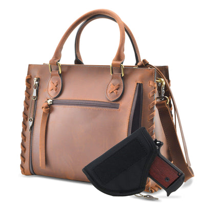 Lady Conceal Concealed Carry Purse Mahogany Concealed Carry Emma Leather Satchel Bag by Lady Conceal