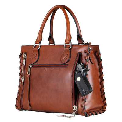 Lady Conceal Concealed Carry Purse Mahogany Concealed Carry Emma Leather Satchel Bag by Lady Conceal