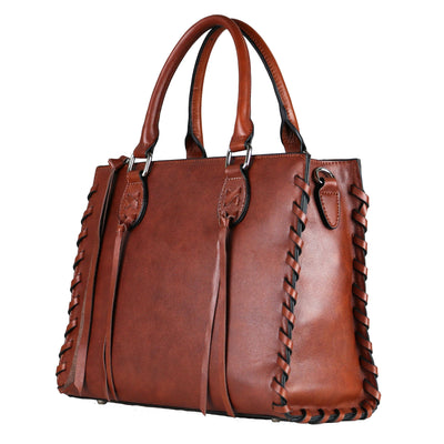 Lady Conceal Concealed Carry Purse Mahogany Concealed Carry Emma Leather Satchel Bag by Lady Conceal