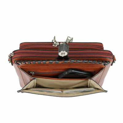 Lady Conceal Concealed Carry Purse Black Concealed Carry Evelyn Leather Crossbody Bag by Lady Conceal
