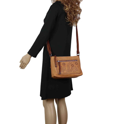 Lady Conceal Concealed Carry Purse Brown Concealed Carry Hailey Crossbody Bag by Lady Conceal