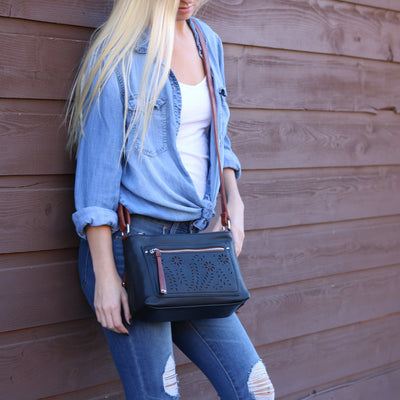 Lady Conceal Concealed Carry Purse Black Concealed Carry Hailey Crossbody Bag by Lady Conceal