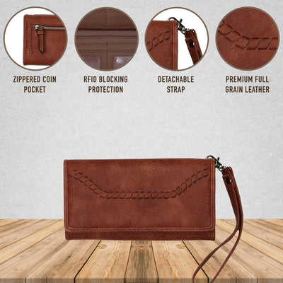 Lady Conceal Wallets Mahogany RFID Blocking Multi-Card Clutch Morgan Wallet