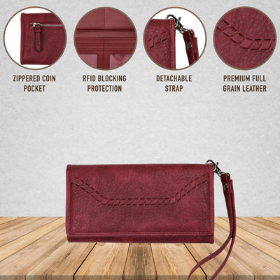 Lady Conceal Wallets Mahogany RFID Blocking Multi-Card Clutch Morgan Wallet