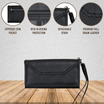 Lady Conceal Wallets Mahogany RFID Blocking Multi-Card Clutch Morgan Wallet