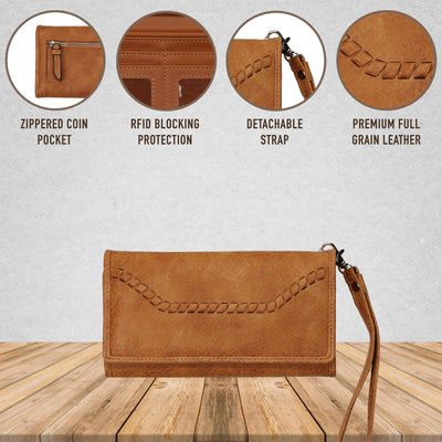 Lady Conceal Wallets Mahogany RFID Blocking Multi-Card Clutch Morgan Wallet