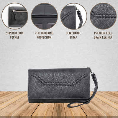 Lady Conceal Wallets Mahogany RFID Blocking Multi-Card Clutch Morgan Wallet