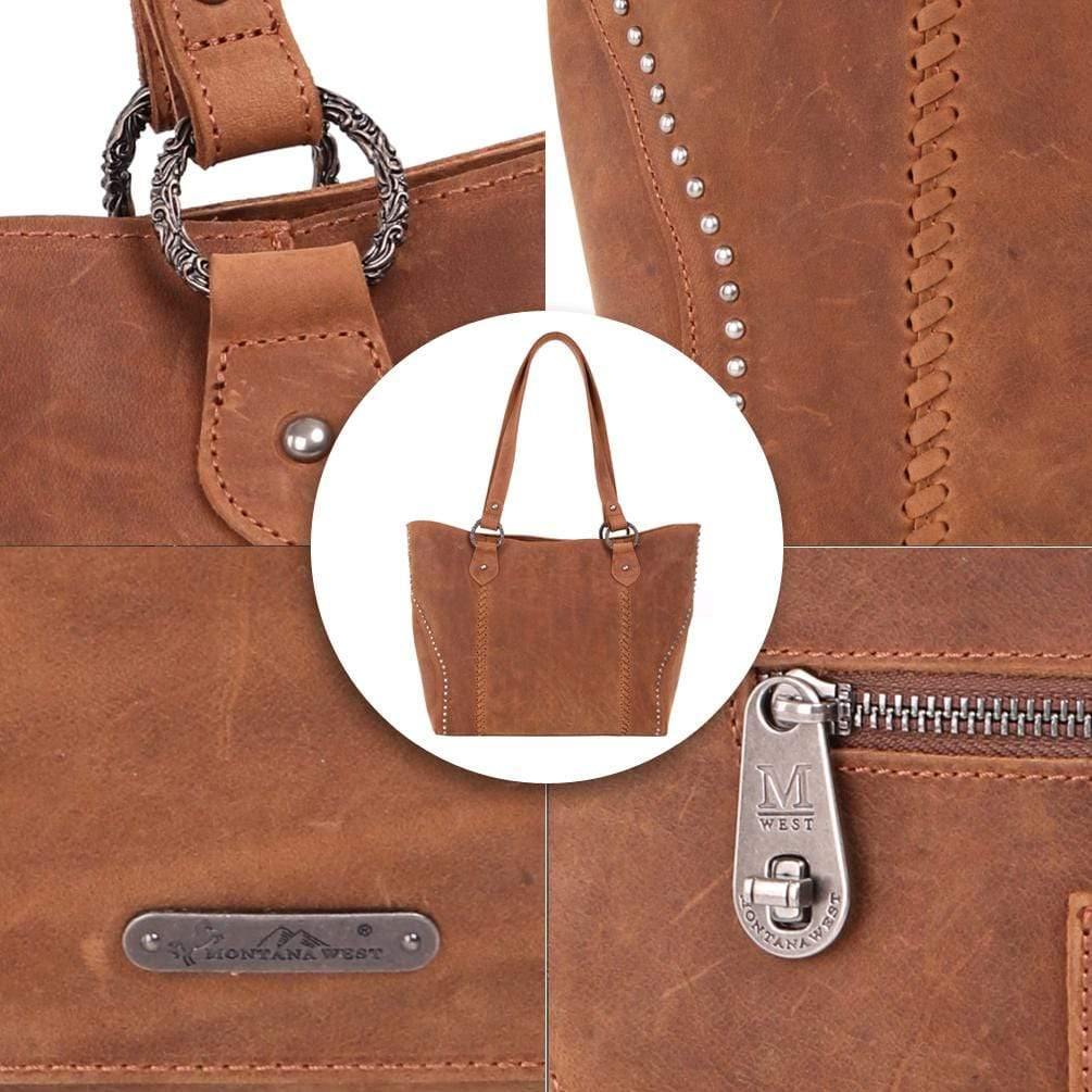 Montana West Concealed Carry Purse Distressed Leather Tote by Montana West