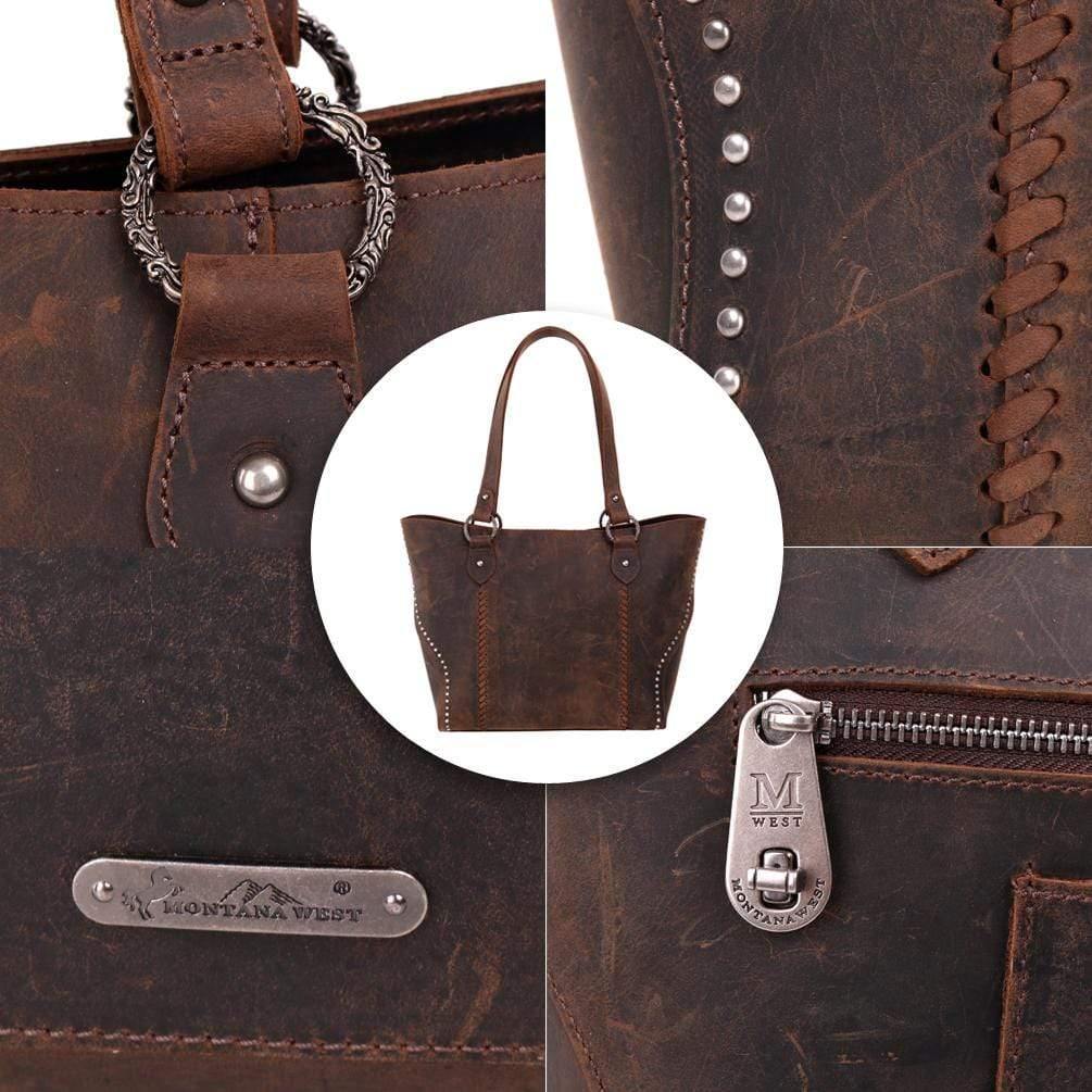 Montana West Concealed Carry Purse Distressed Leather Tote by Montana West