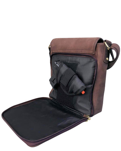 Concealed Carry Distressed Unisex Leather Crossbody Bag by Roma Leathers