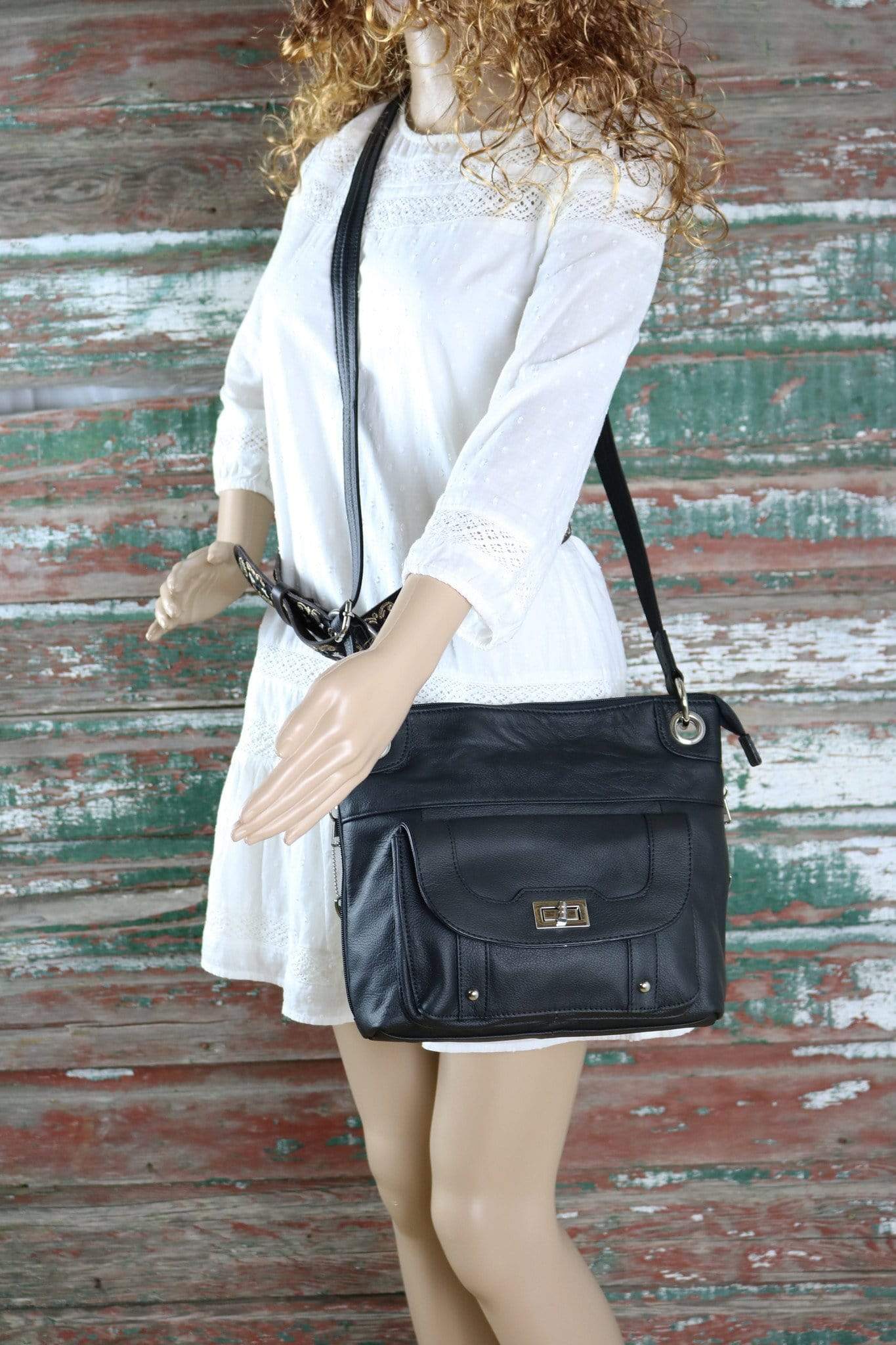 Concealed Carry Twist Lock Pocket Crossbody by Roma Leathers