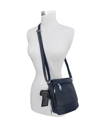 Roma Leathers Concealed Carry Purse Black Concealed Carry Vertical Leather Crossbody Bag