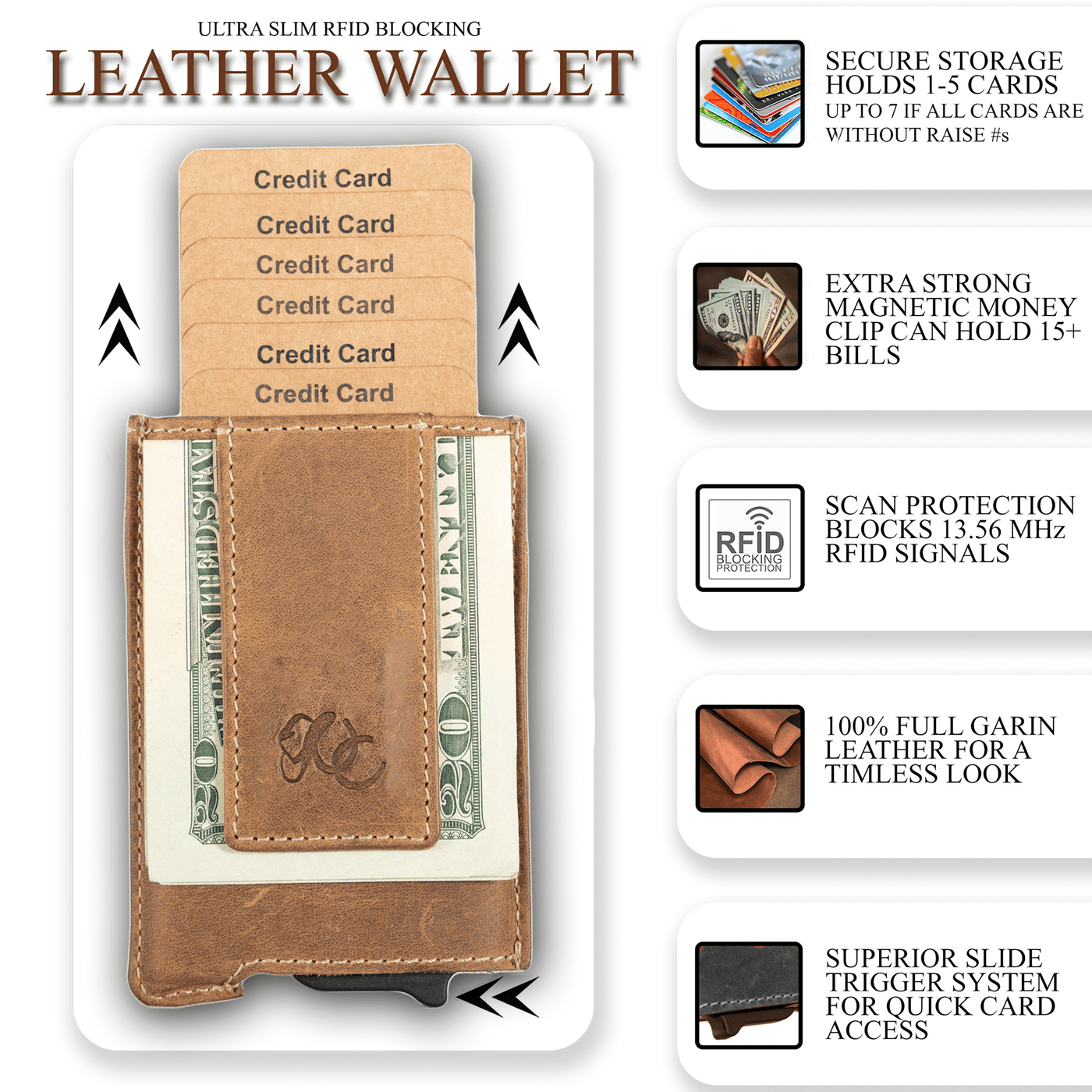 Urban Cowboy Apparel Wallet Brown Auto Pop Up Leather Card Wallet