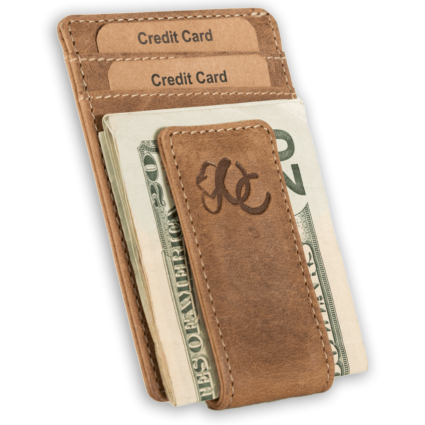 Leather Money Clip Bifold by UC Leather Company Brown