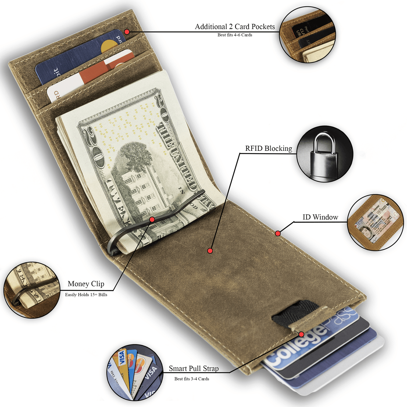 Urban Cowboy Apparel Wallet Leather Money Clip Bifold